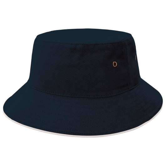 Navy White Sandwich Brim Bucket Hats